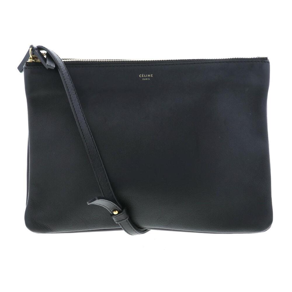 CELINE Trio Shoulder Bag Messenger Black